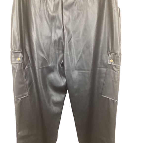 Jason Wu Vegan Faux Leather Black Cargo pants size 8 Straight leg NWT - Picture 7 of 10